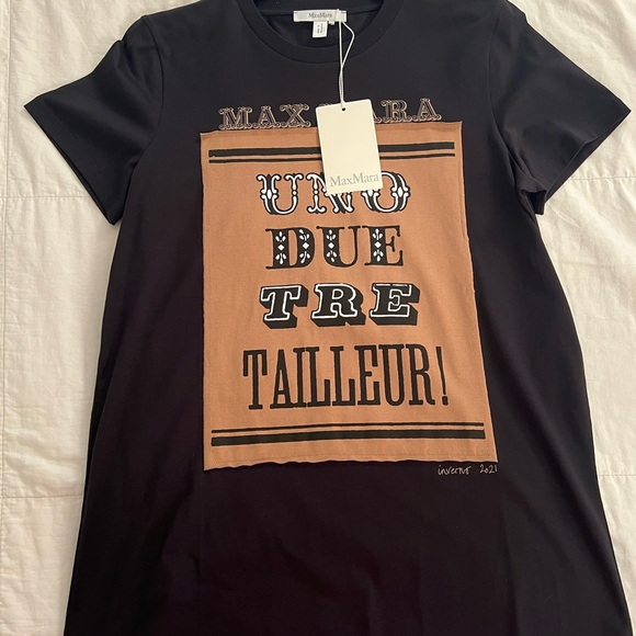 MAX MARA, Black SS T-shirt, Brown background & white outlining, size L.😍 - Picture 2 of 8